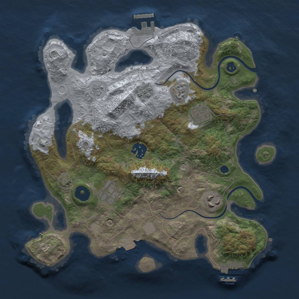 Rust Map: Procedural Map, Size: 3000, Seed: 2083544425, 11 Monuments