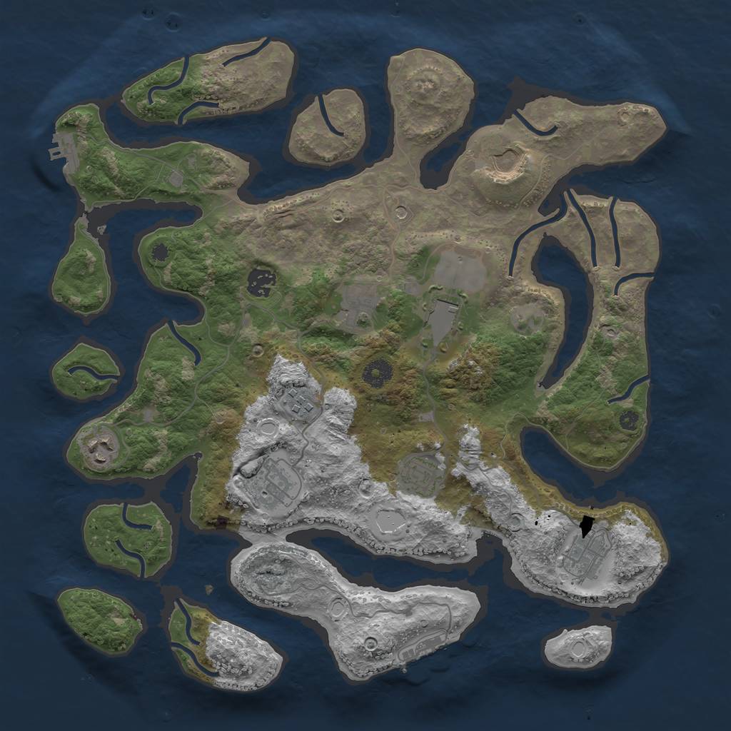 Rust Map: Procedural Map, Size: 3800, Seed: 841351554, 20 Monuments