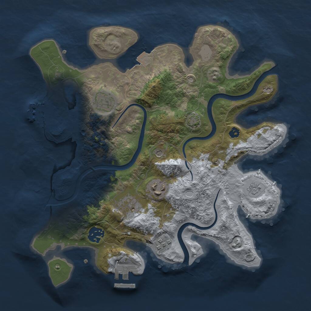 Rust Map: Procedural Map, Size: 3000, Seed: 1140843257, 11 Monuments