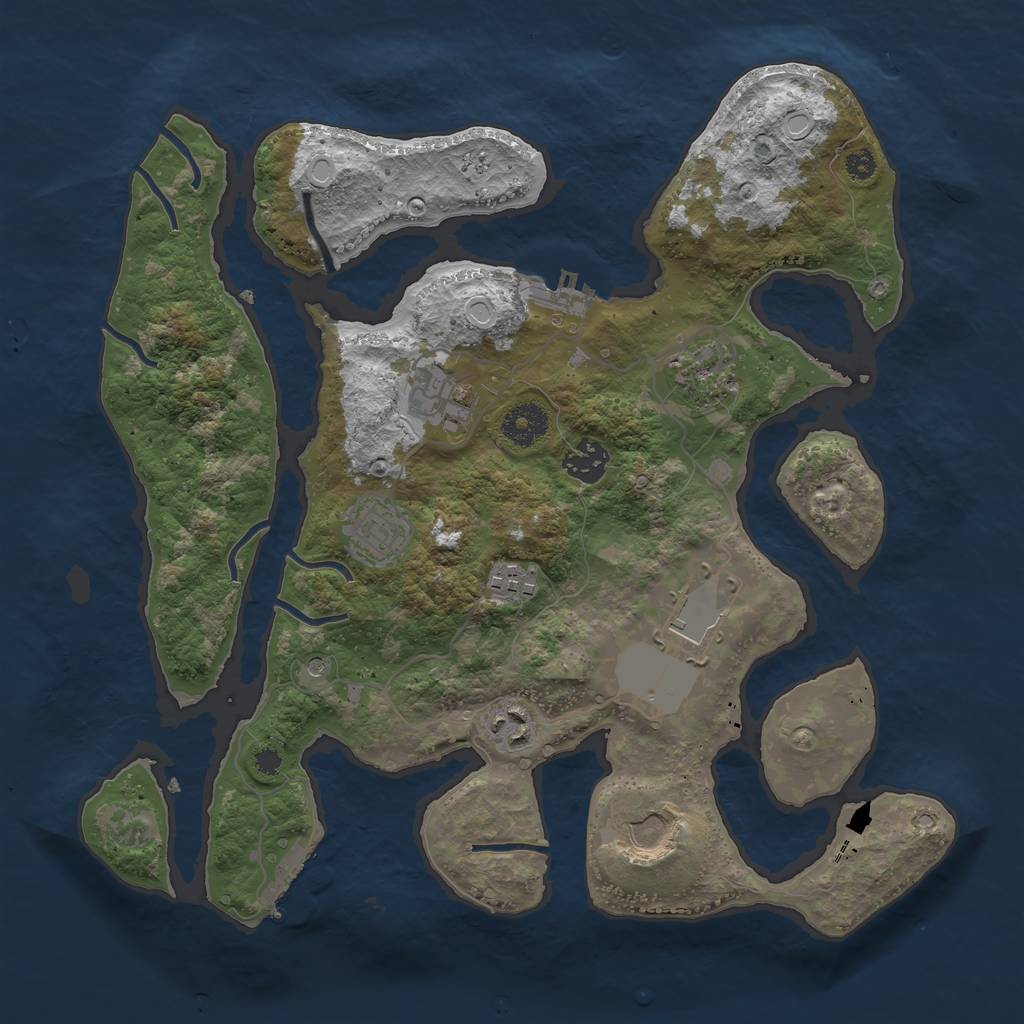 Rust Map: Procedural Map, Size: 3500, Seed: 32333, 19 Monuments