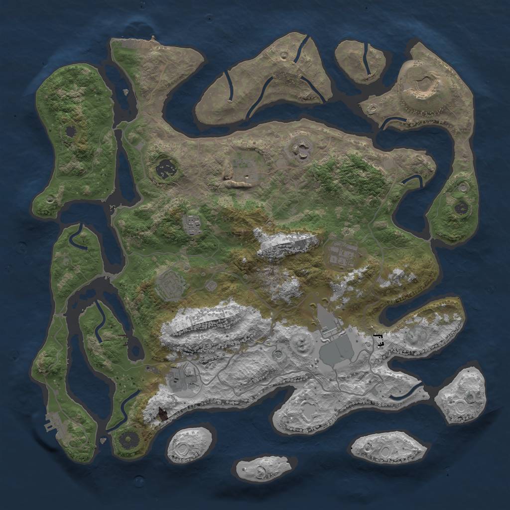 Rust Map: Procedural Map, Size: 4000, Seed: 63452323, 20 Monuments