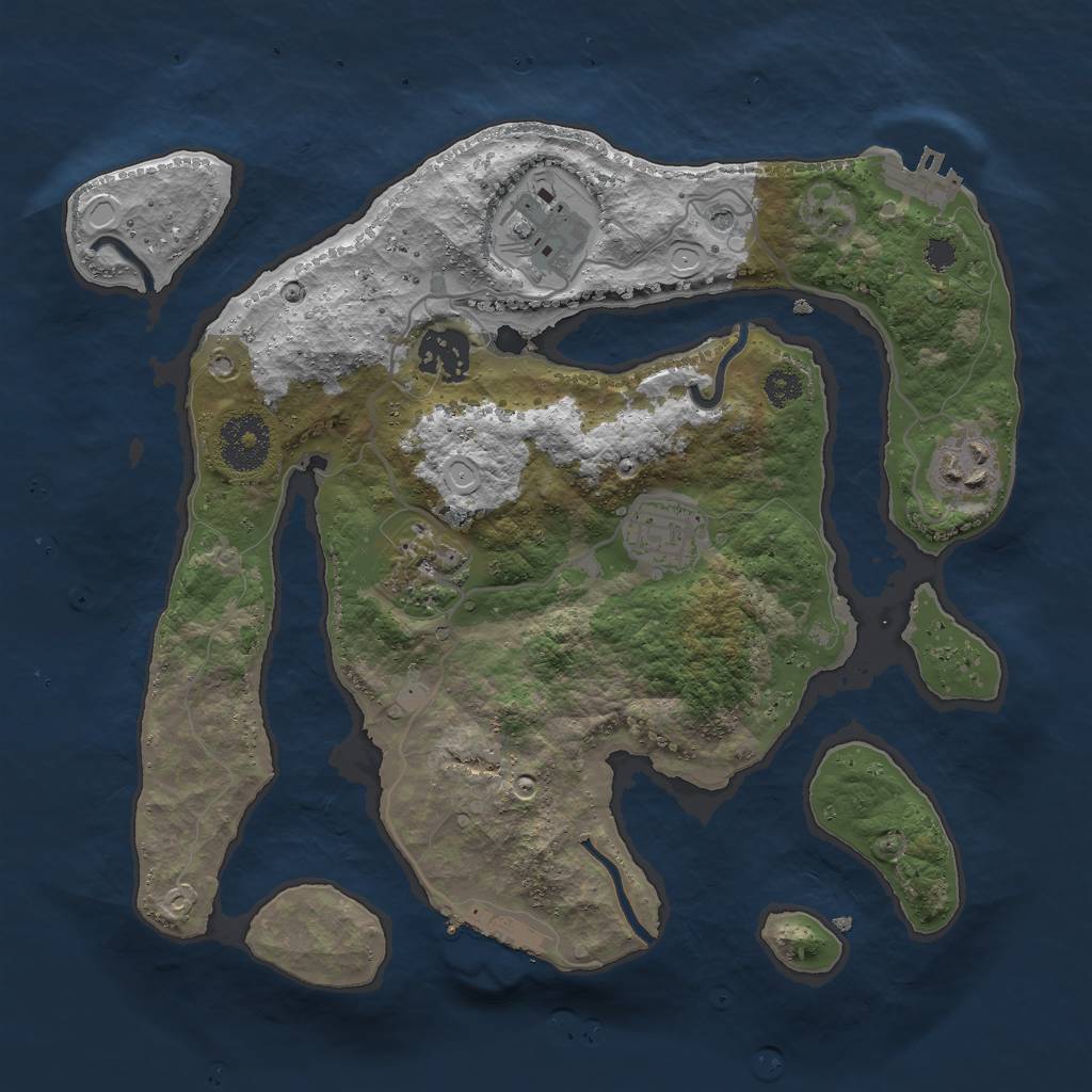 Rust Map: Procedural Map, Size: 3000, Seed: 454909001, 16 Monuments