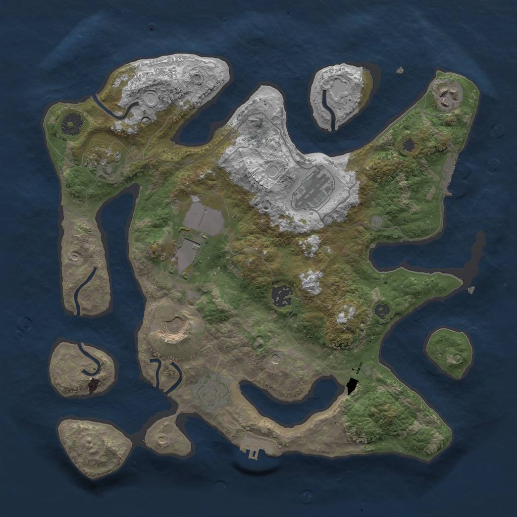 Rust Map: Procedural Map, Size: 3500, Seed: 1057346072, 18 Monuments