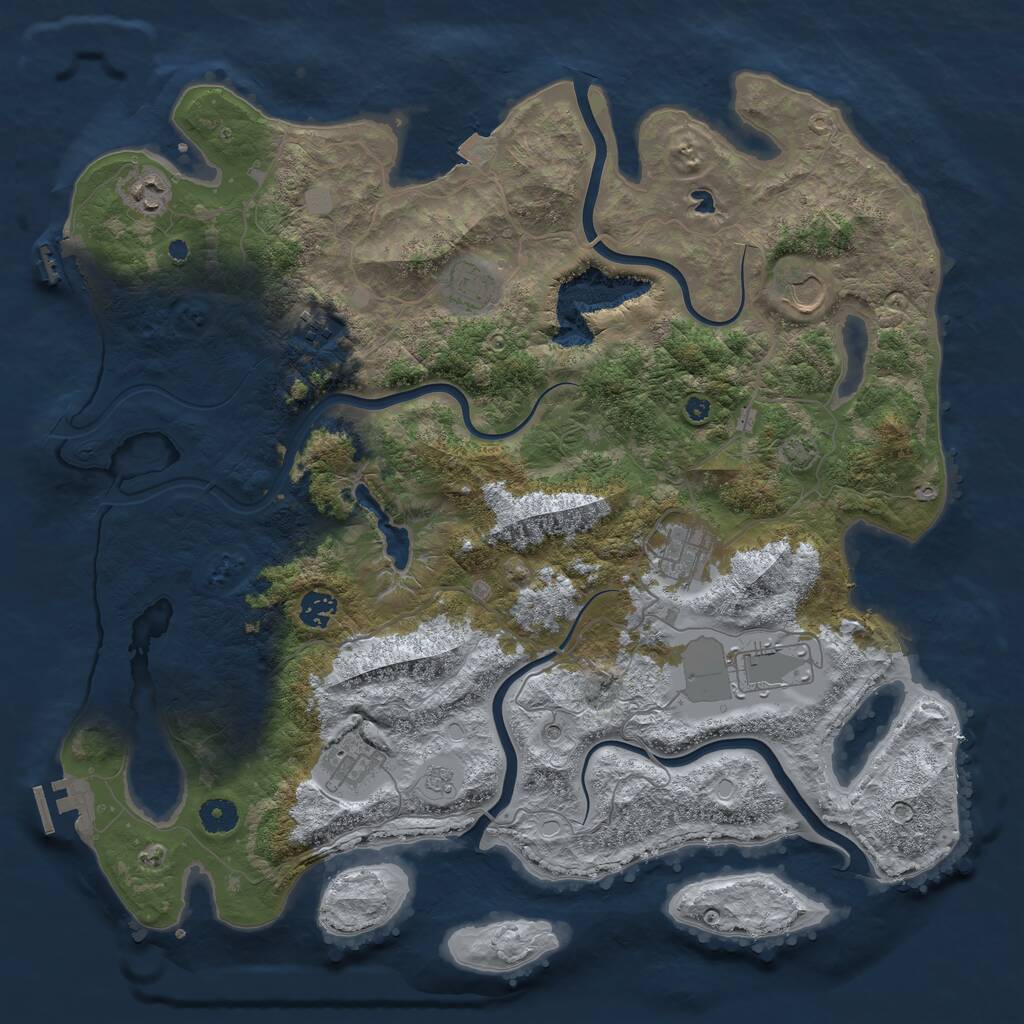 Rust Map: Procedural Map, Size: 4200, Seed: 63452323, 14 Monuments