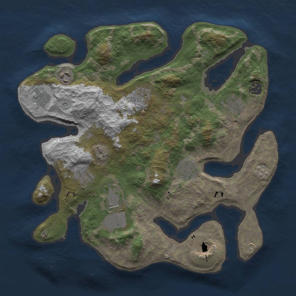 Rust Map: Barren, Size: 3500, Seed: 547809620, 13 Monuments