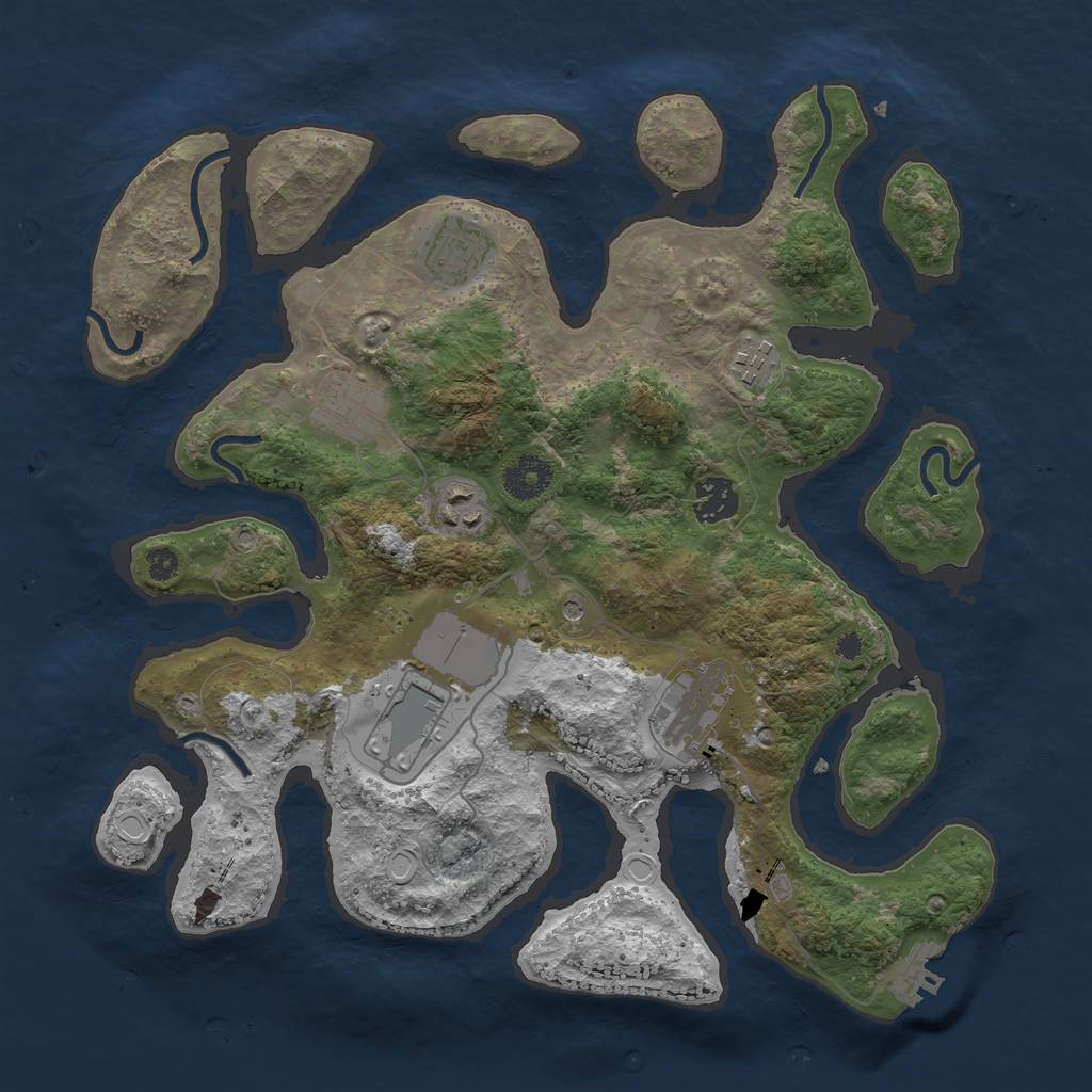 Rust Map: Procedural Map, Size: 3500, Seed: 61797951, 17 Monuments