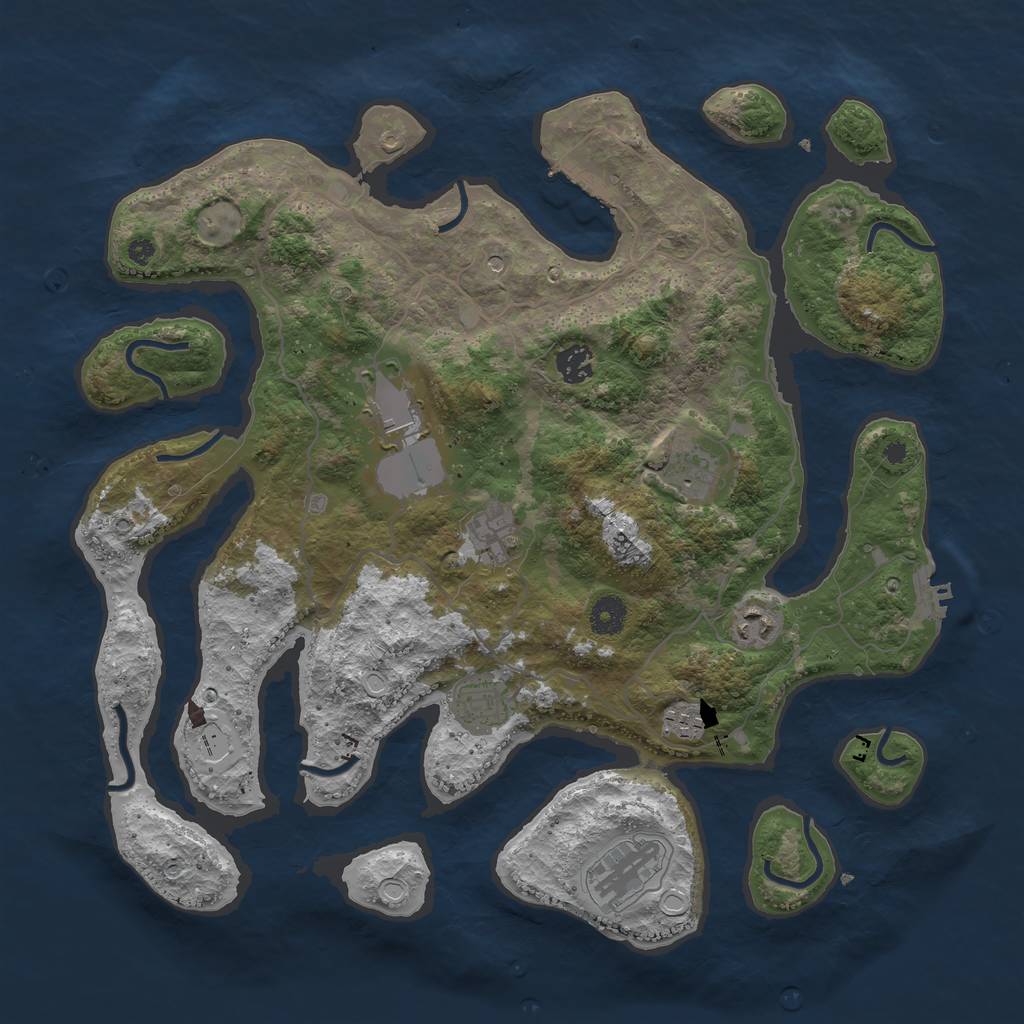 Rust Map: Procedural Map, Size: 4000, Seed: 120560721, 19 Monuments