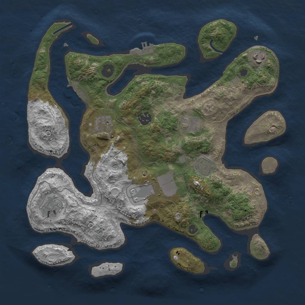 Rust Map: Procedural Map, Size: 3500, Seed: 4635, 18 Monuments