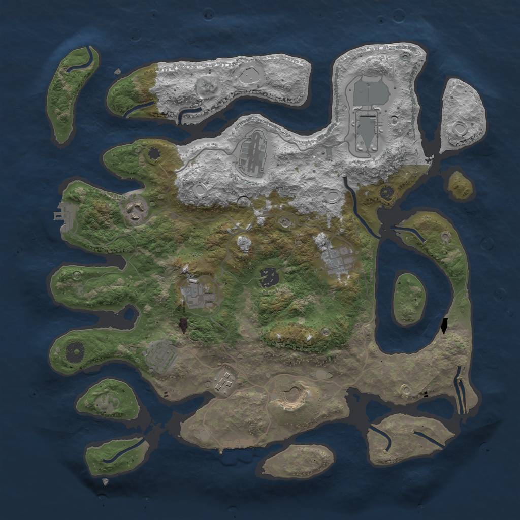 Rust Map: Procedural Map, Size: 3850, Seed: 1076871861, 20 Monuments