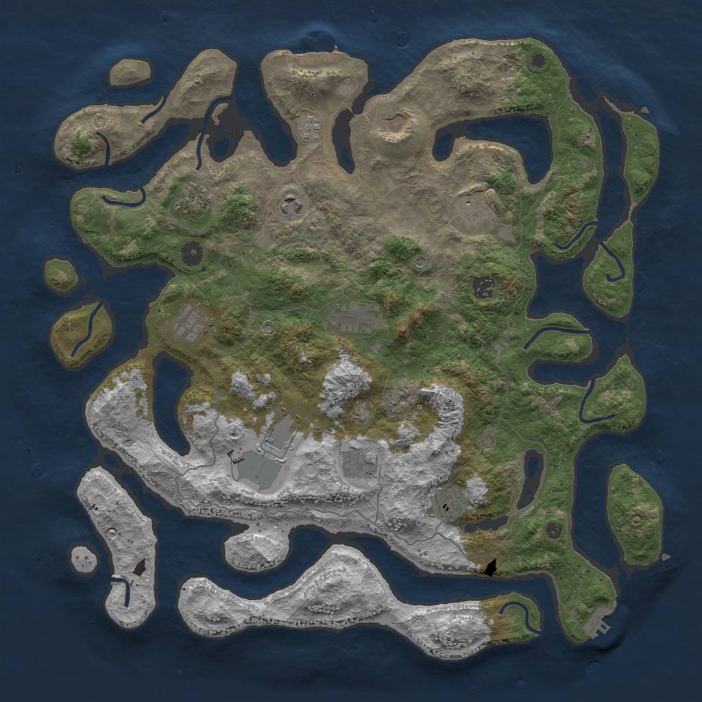 Rust Map: Procedural Map, Size: 4500, Seed: 2052482009, 22 Monuments