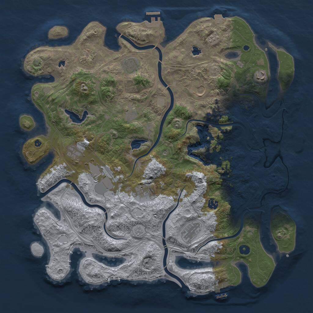 Rust Map: Procedural Map, Size: 4500, Seed: 2052482009, 17 Monuments