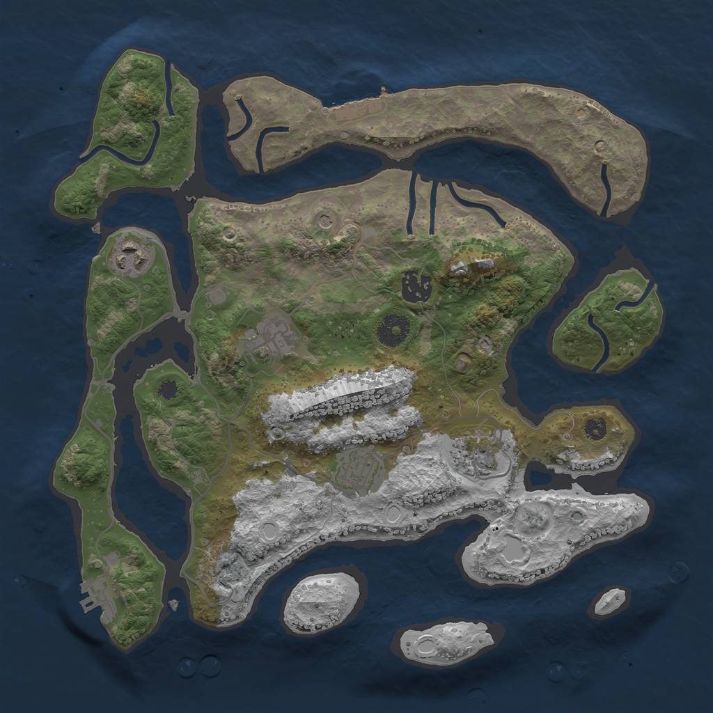 Rust Map: Procedural Map, Size: 3300, Seed: 63452323, 16 Monuments