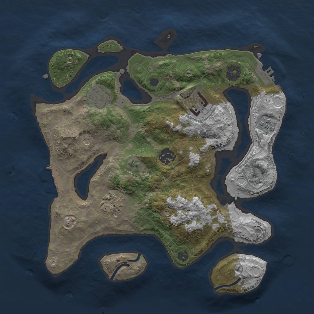 Rust Map: Procedural Map, Size: 3000, Seed: 1256, 16 Monuments