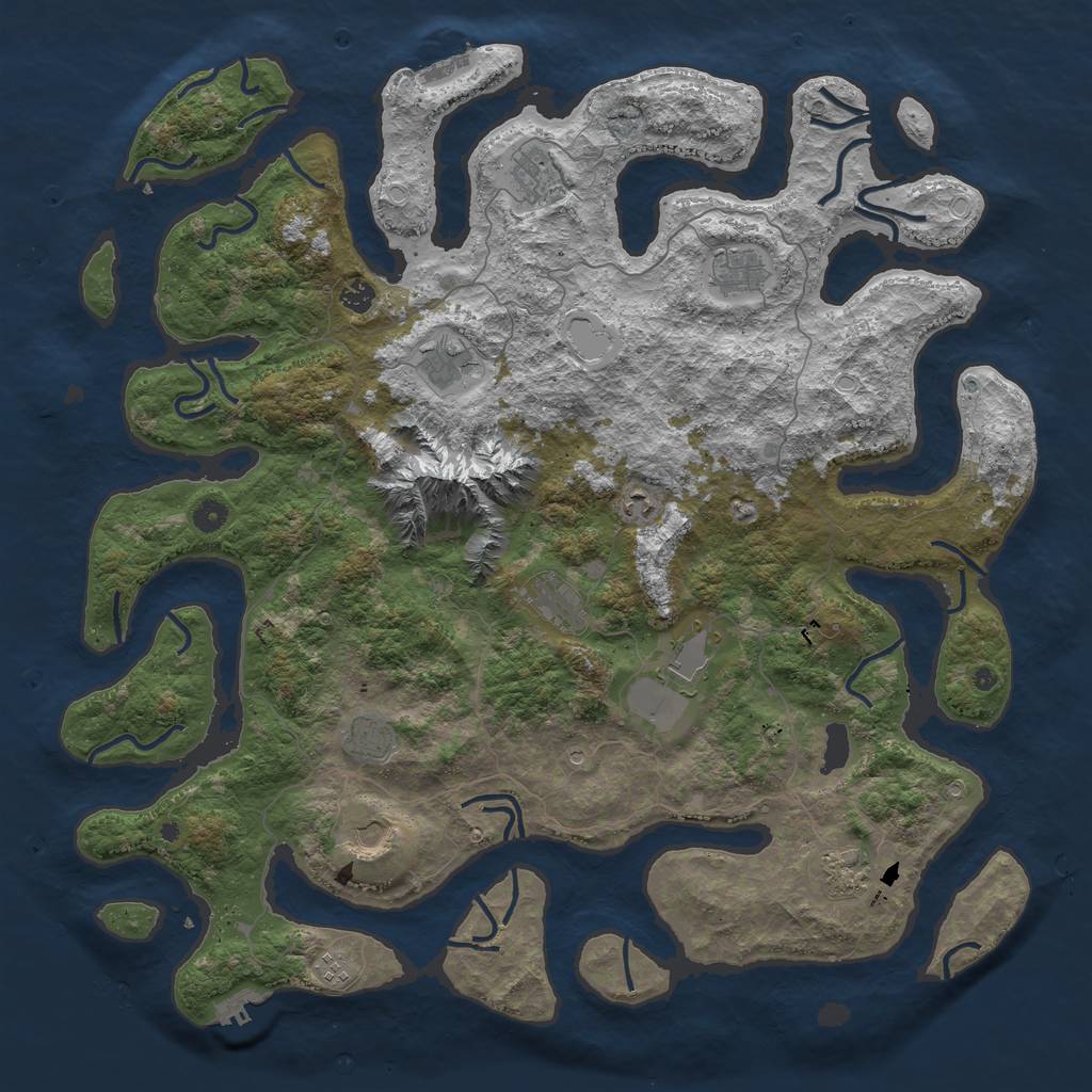 Rust Map: Procedural Map, Size: 5000, Seed: 101355, 22 Monuments