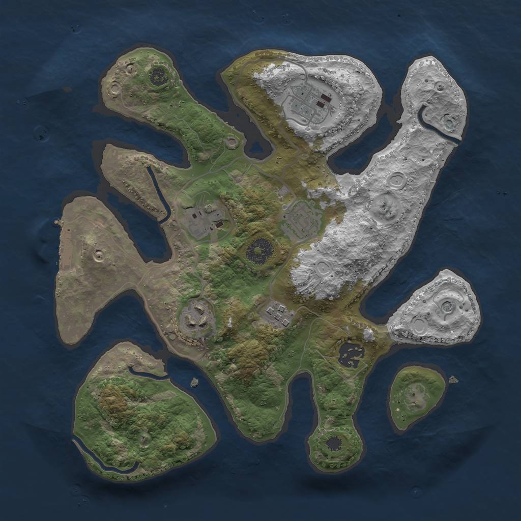 Rust Map: Procedural Map, Size: 3000, Seed: 683731447, 16 Monuments