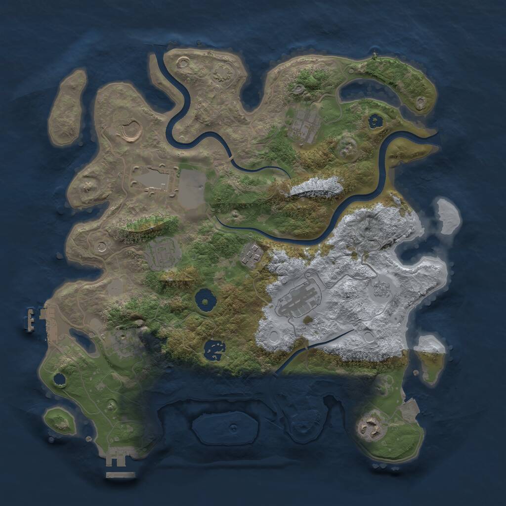Rust Map: Procedural Map, Size: 3500, Seed: 119596765, 15 Monuments