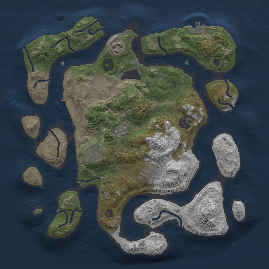 Rust Map: Procedural Map, Size: 3300, Seed: 1738, 16 Monuments