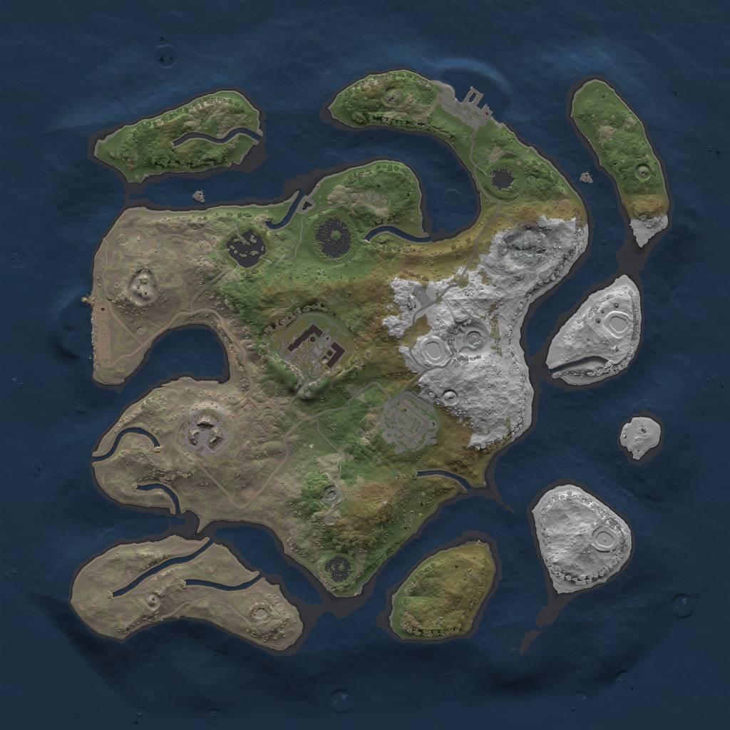 Rust Map: Procedural Map, Size: 3000, Seed: 905337707, 15 Monuments