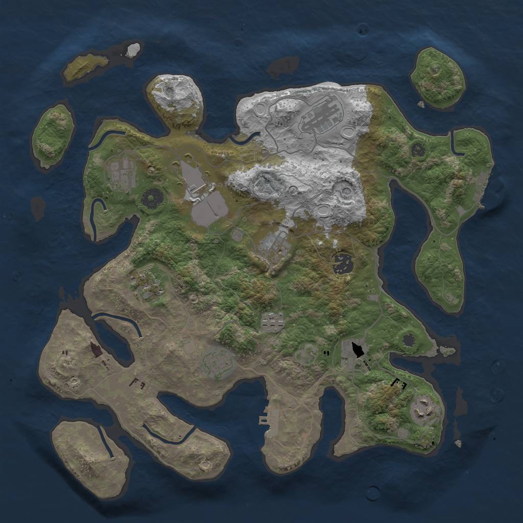Rust Map: Procedural Map, Size: 3700, Seed: 475196733, 21 Monuments