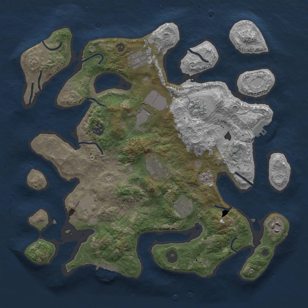 Rust Map: Procedural Map, Size: 3750, Seed: 123, 20 Monuments
