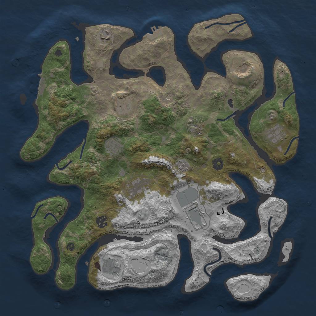Rust Map: Procedural Map, Size: 3950, Seed: 1617991685, 22 Monuments
