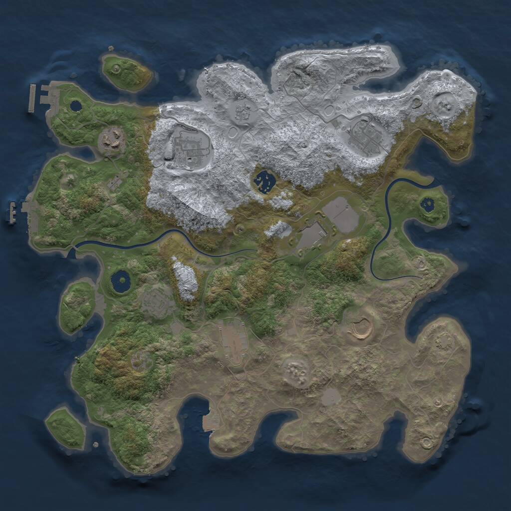 Rust Map: Procedural Map, Size: 3655, Seed: 1, 13 Monuments