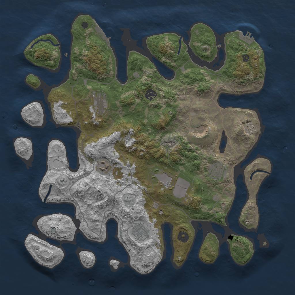 Rust Map: Procedural Map, Size: 4000, Seed: 212525, 19 Monuments