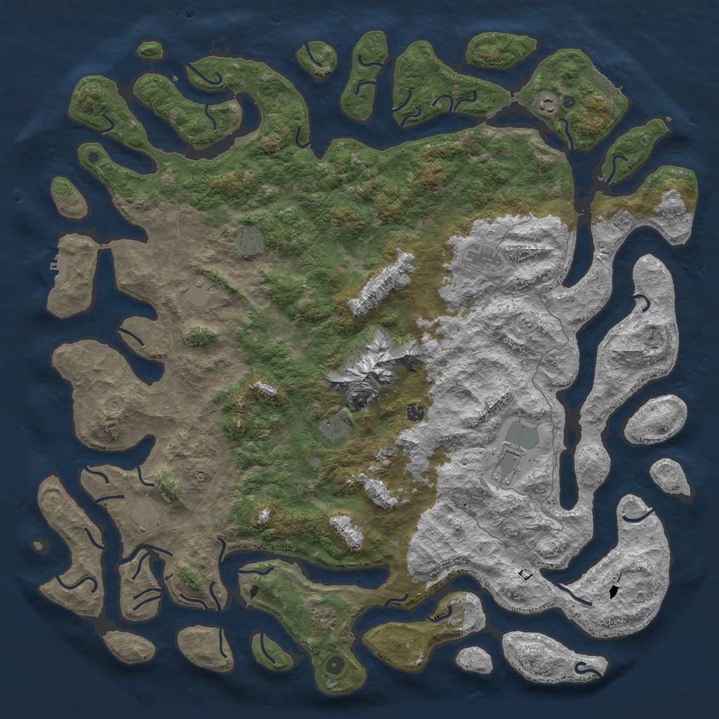 Rust Map: Procedural Map, Size: 6000, Seed: 3684, 21 Monuments