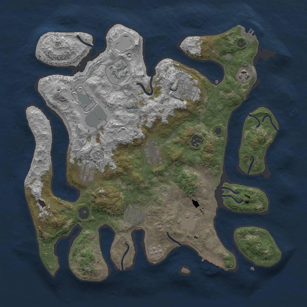 Rust Map: Procedural Map, Size: 3850, Seed: 1069098767, 21 Monuments