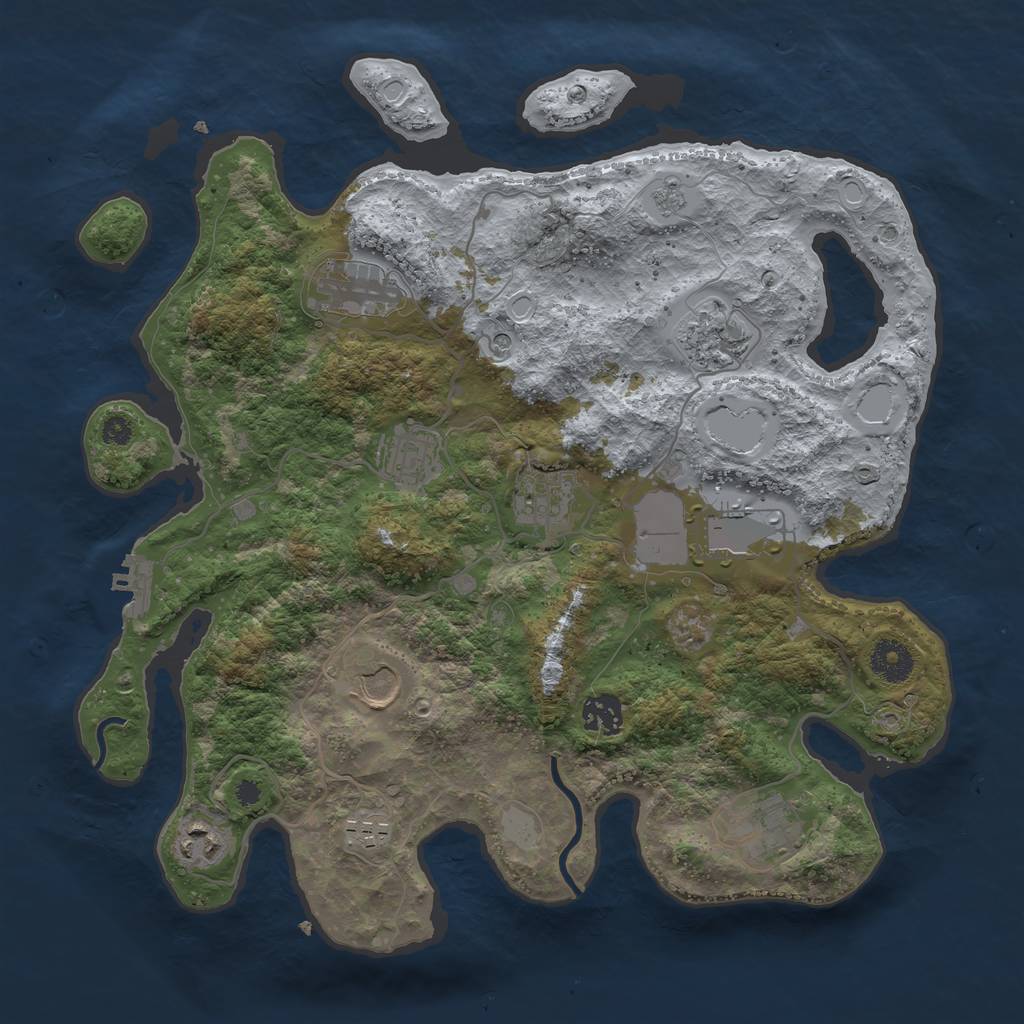 Rust Map: Procedural Map, Size: 3600, Seed: 426878341, 16 Monuments