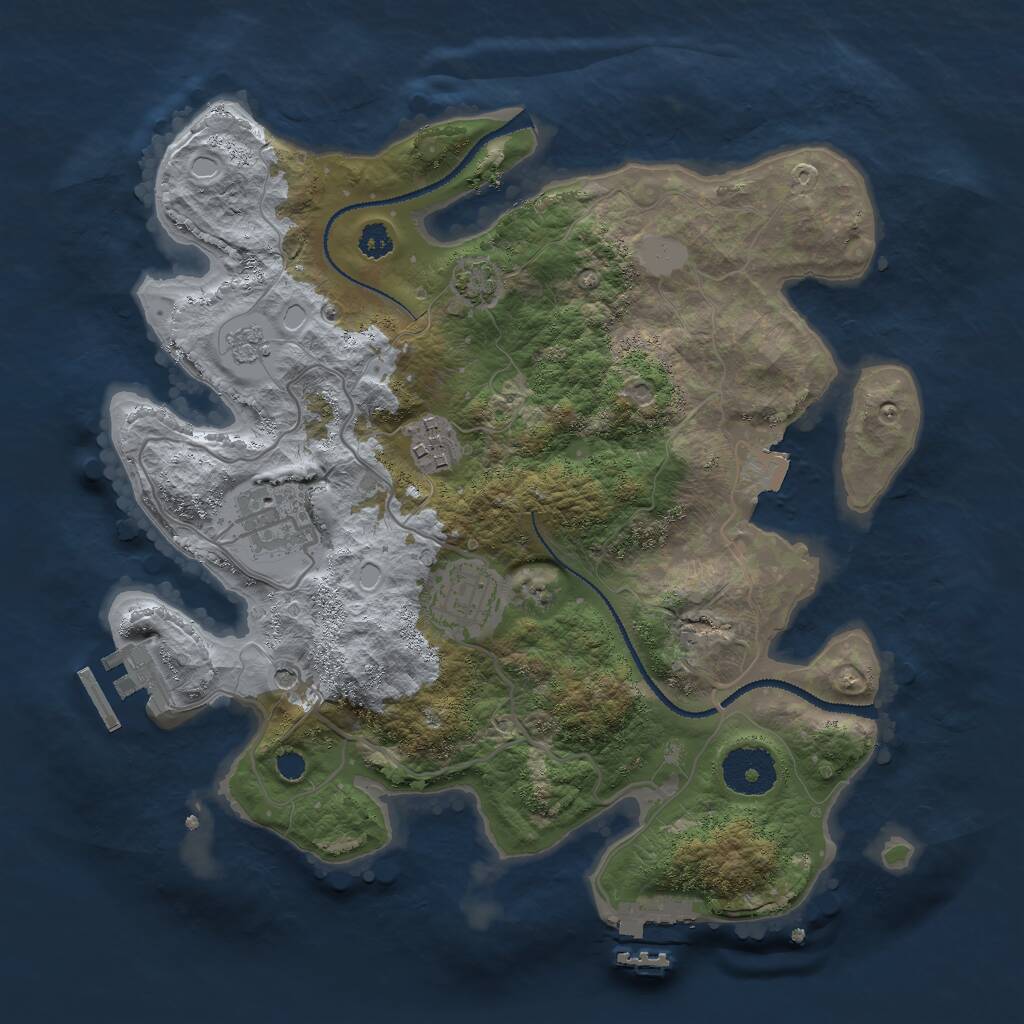 Rust Map: Procedural Map, Size: 3000, Seed: 395354948, 9 Monuments