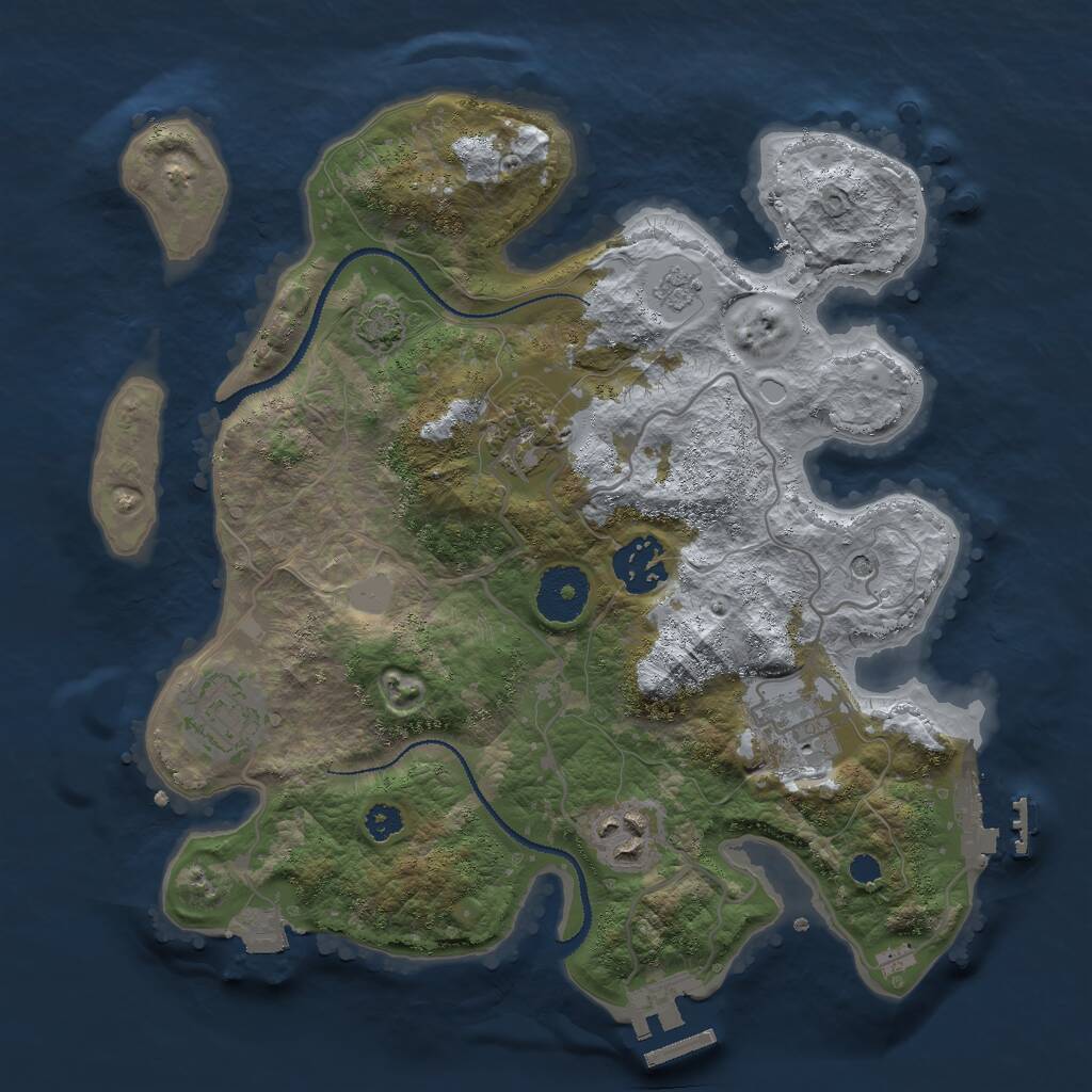 Rust Map: Procedural Map, Size: 3000, Seed: 2035, 11 Monuments