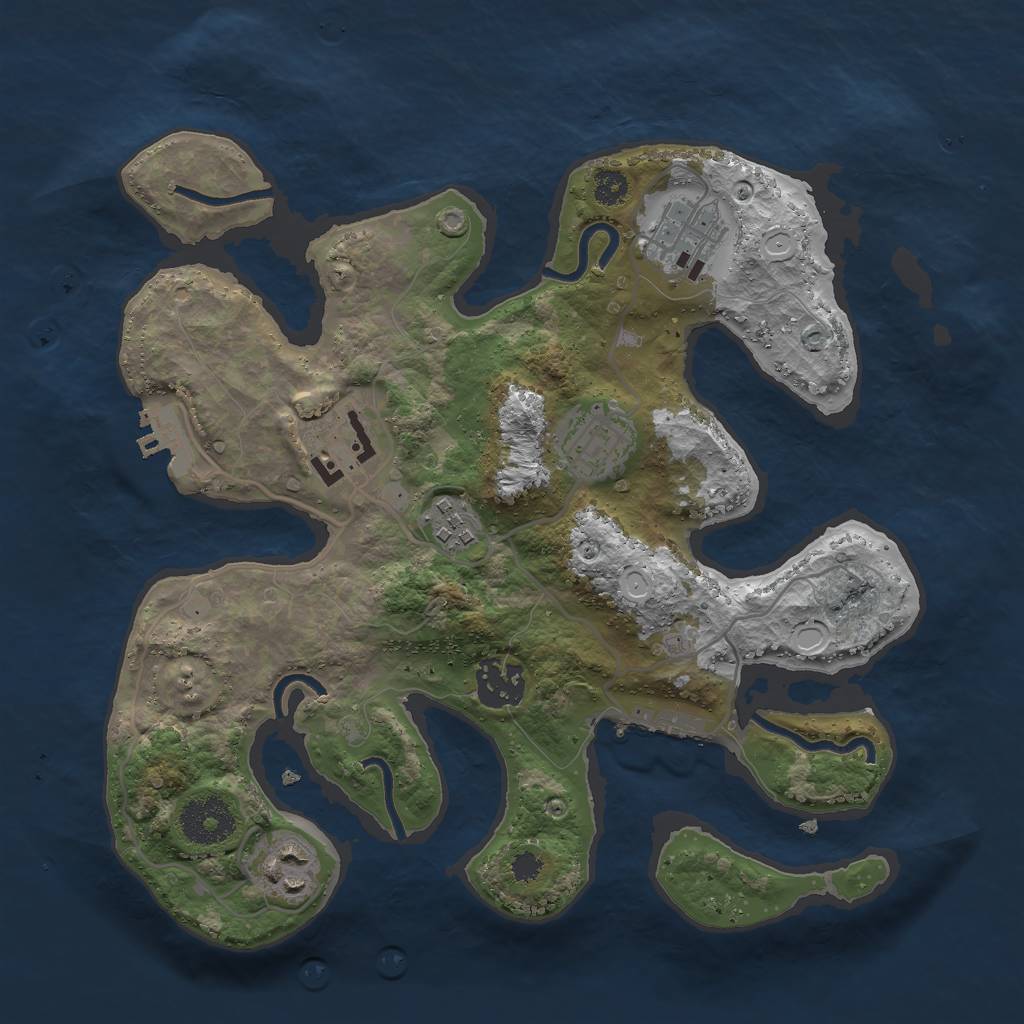 Rust Map: Procedural Map, Size: 3000, Seed: 2424078, 16 Monuments