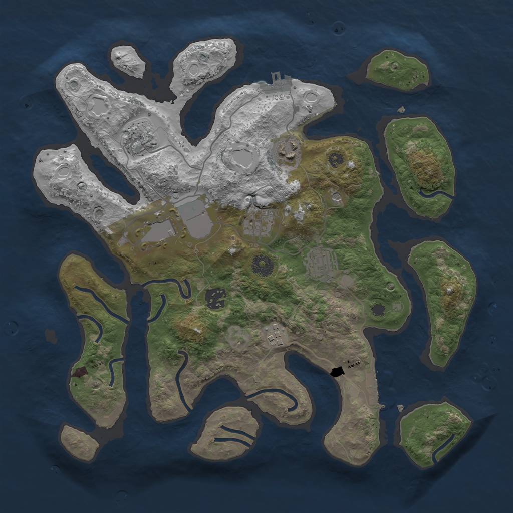 Rust Map: Procedural Map, Size: 3500, Seed: 2424088, 18 Monuments