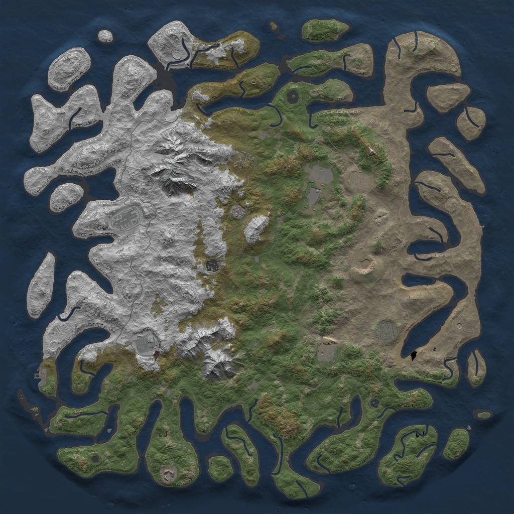 Rust Map: Procedural Map, Size: 6000, Seed: 32798645, 22 Monuments