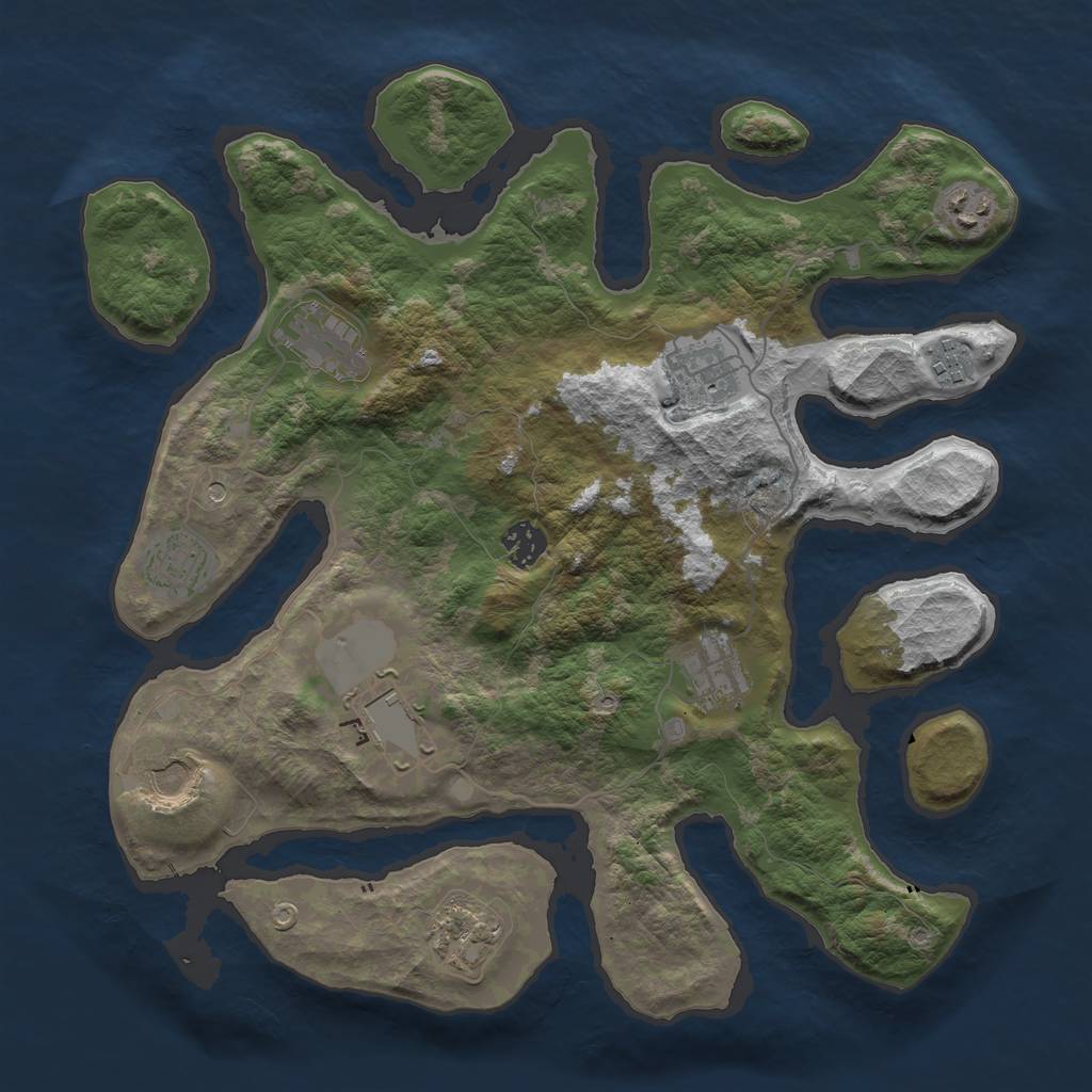 Rust Map: Barren, Size: 3700, Seed: 54861320, 13 Monuments