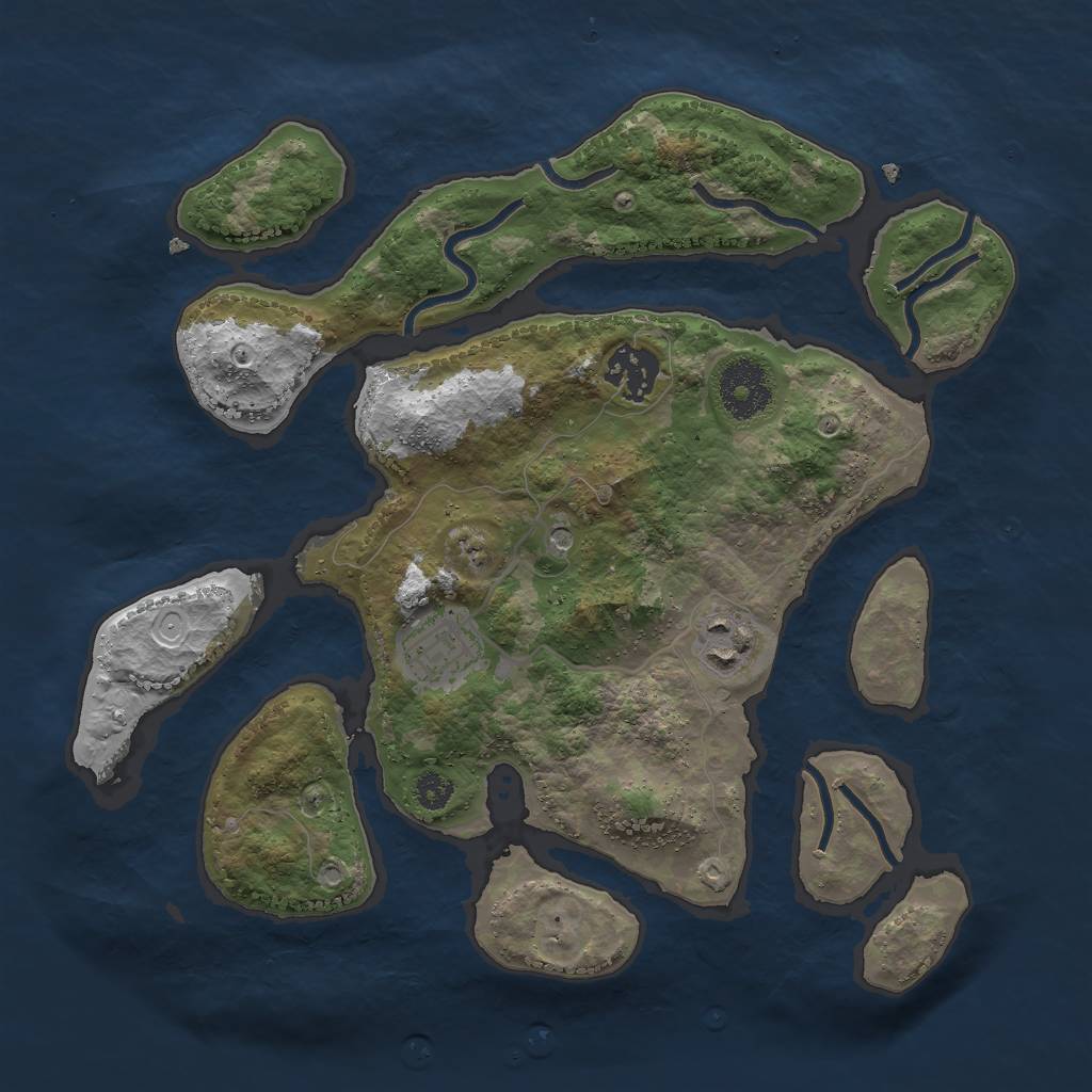 Rust Map: Procedural Map, Size: 3000, Seed: 4132, 12 Monuments