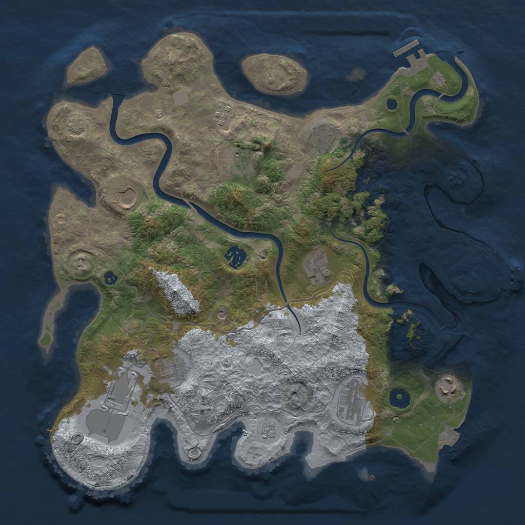 Rust Map: Procedural Map, Size: 3800, Seed: 8432346, 16 Monuments