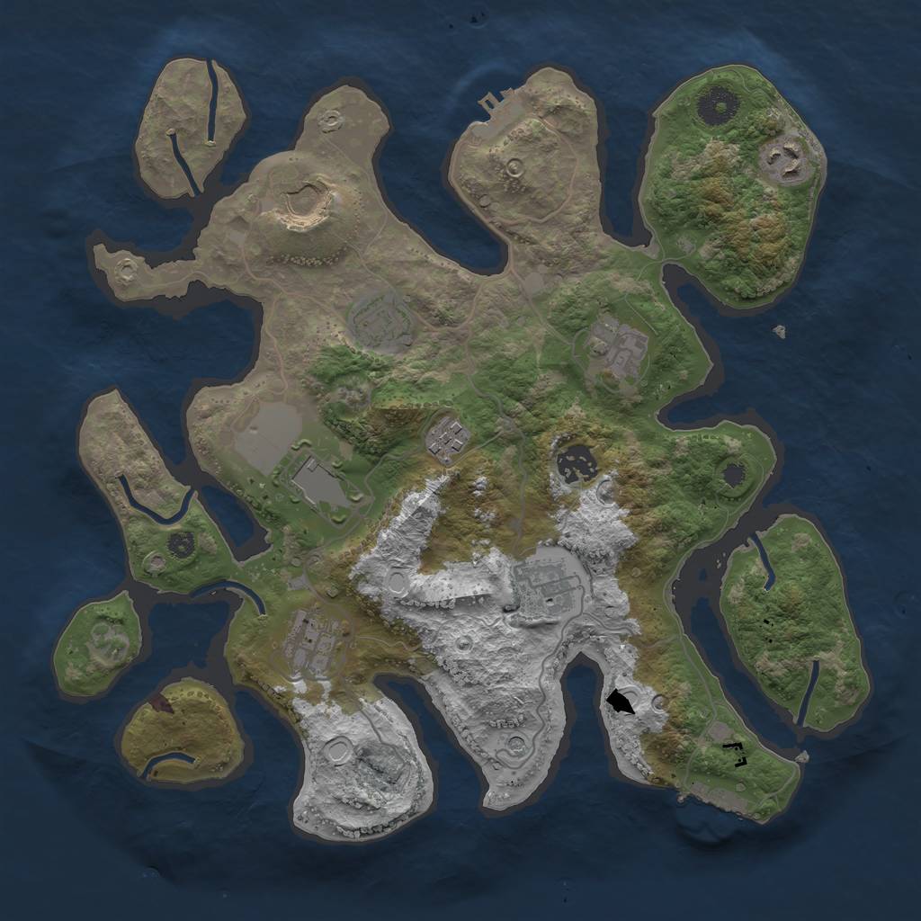 Rust Map: Procedural Map, Size: 3500, Seed: 1512526852, 20 Monuments