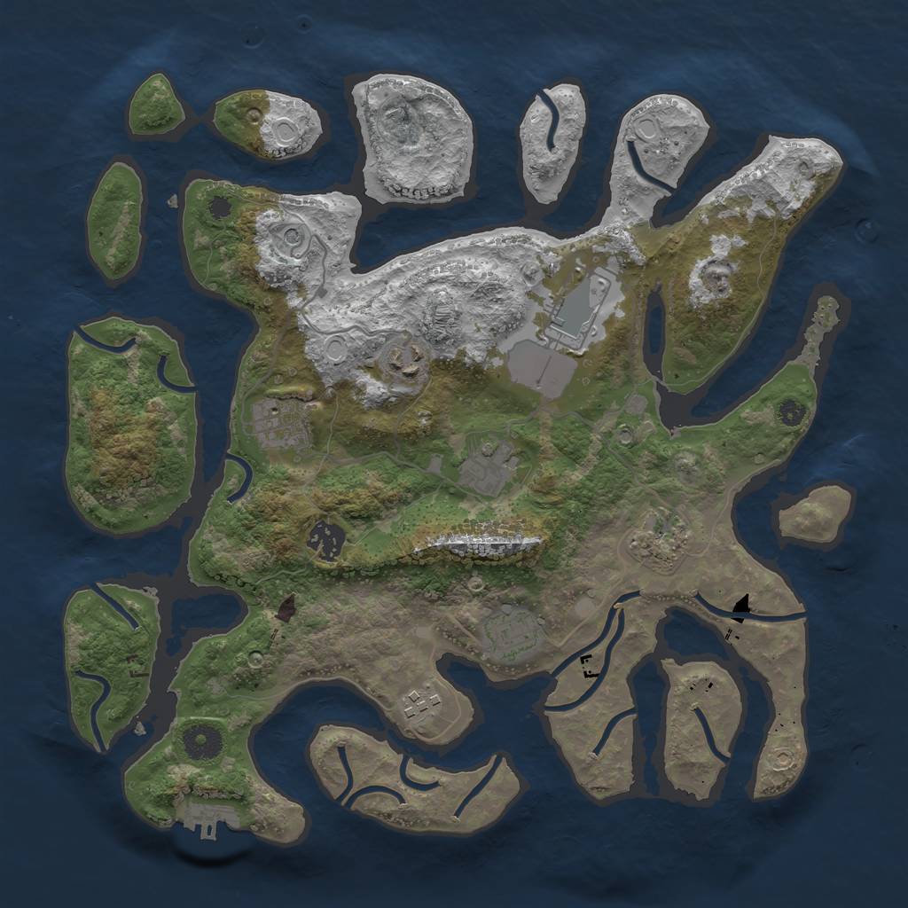 Rust Map: Procedural Map, Size: 3600, Seed: 1234564, 18 Monuments