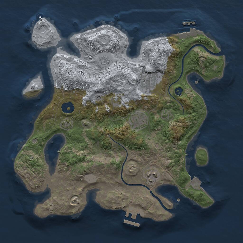 Rust Map: Procedural Map, Size: 3000, Seed: 77089837, 9 Monuments