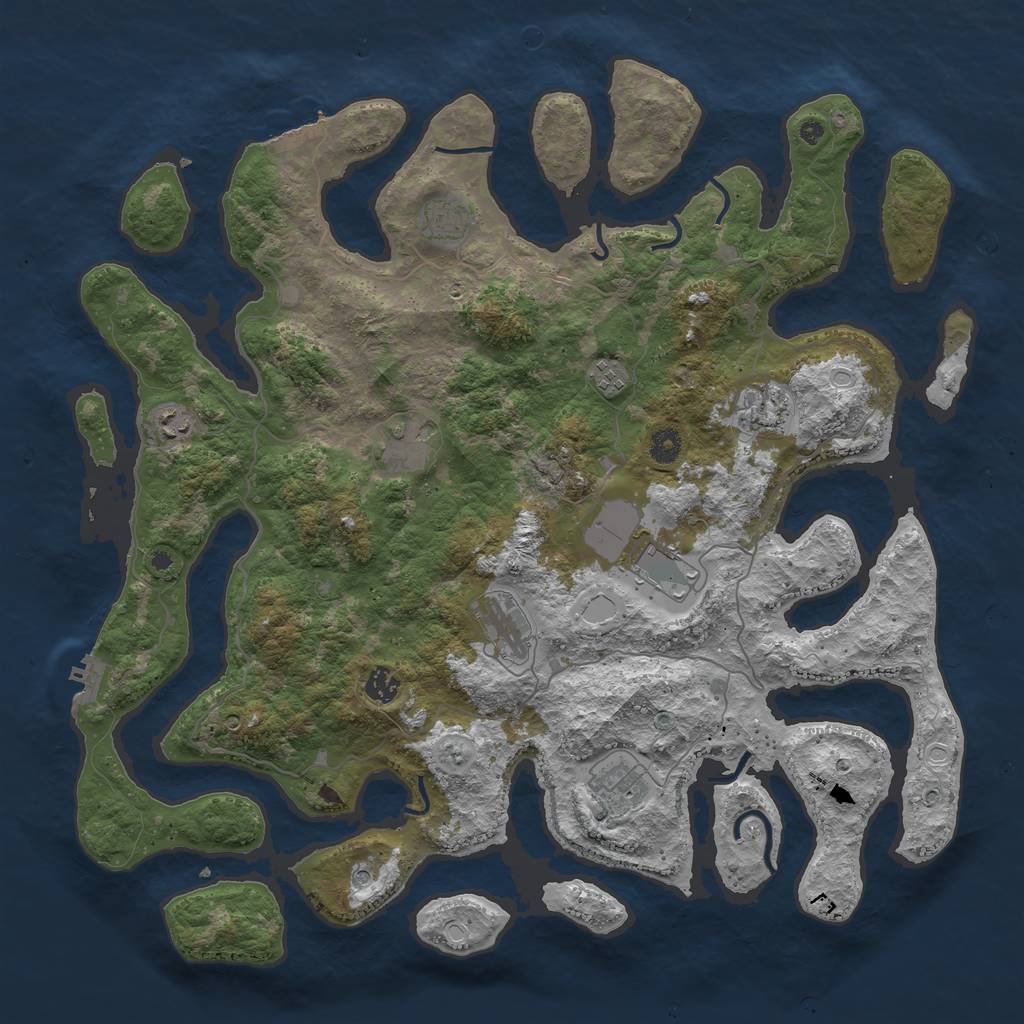 Rust Map: Procedural Map, Size: 4500, Seed: 492674, 20 Monuments