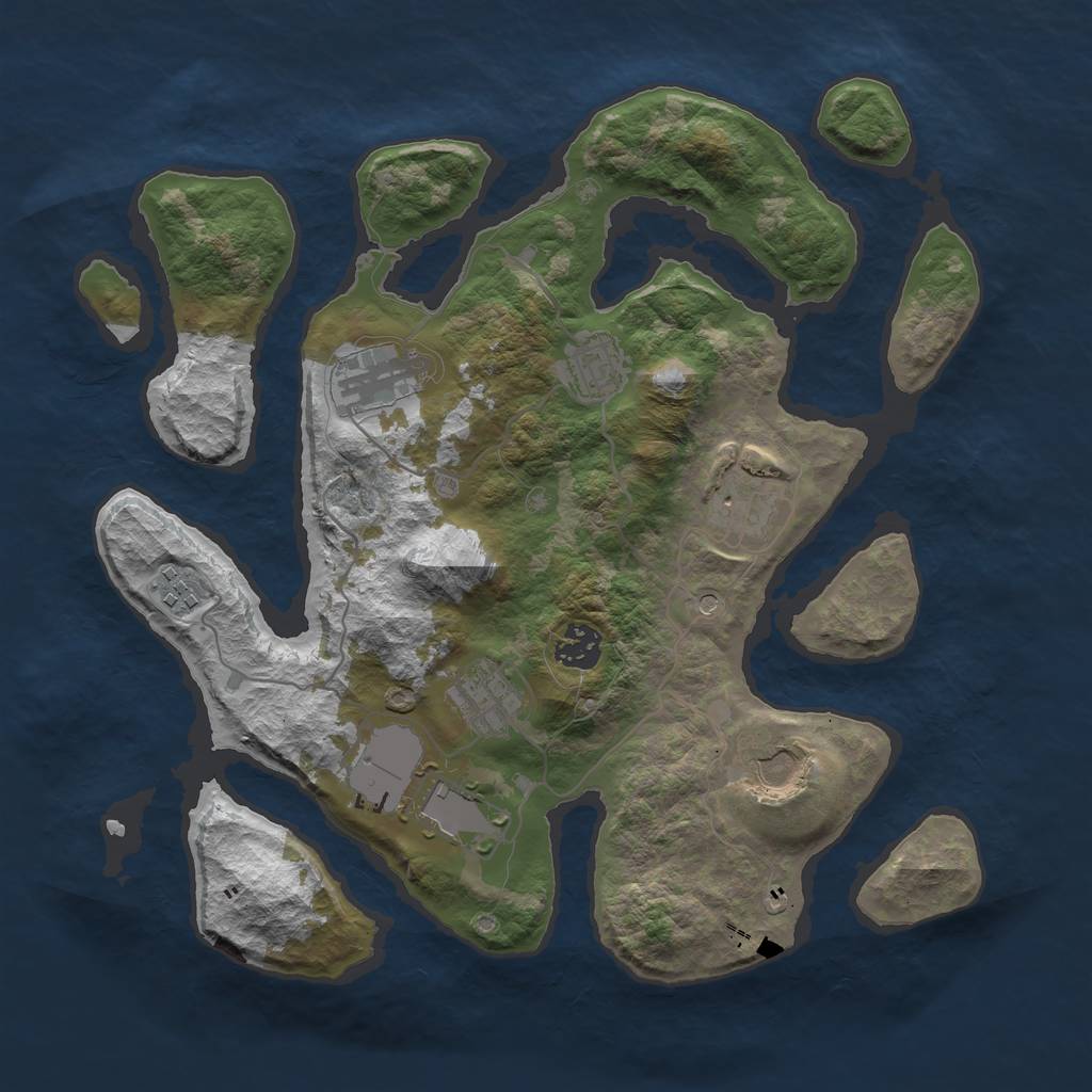 Rust Map: Barren, Size: 3500, Seed: 88185294, 11 Monuments