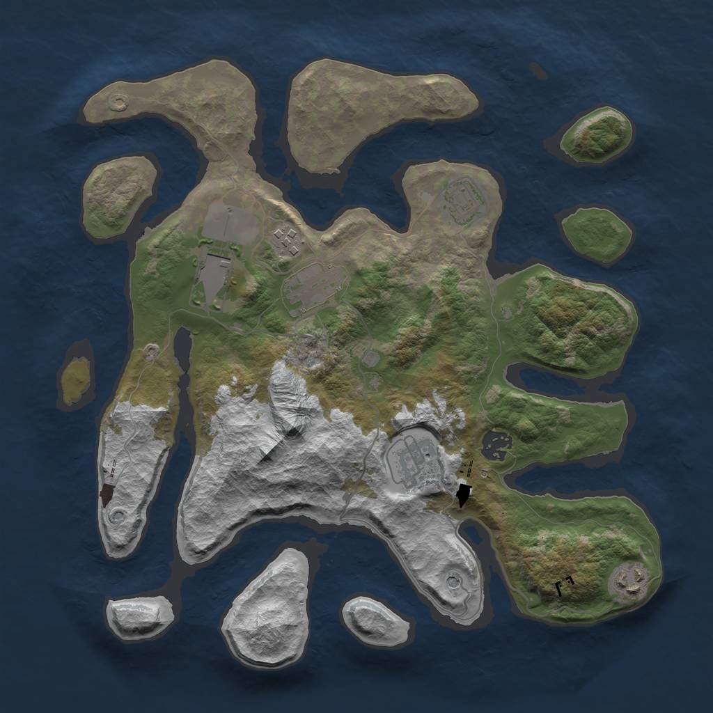 Rust Map: Barren, Size: 3500, Seed: 60640129, 10 Monuments