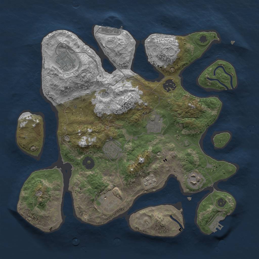 Rust Map: Procedural Map, Size: 3200, Seed: 643688630, 18 Monuments