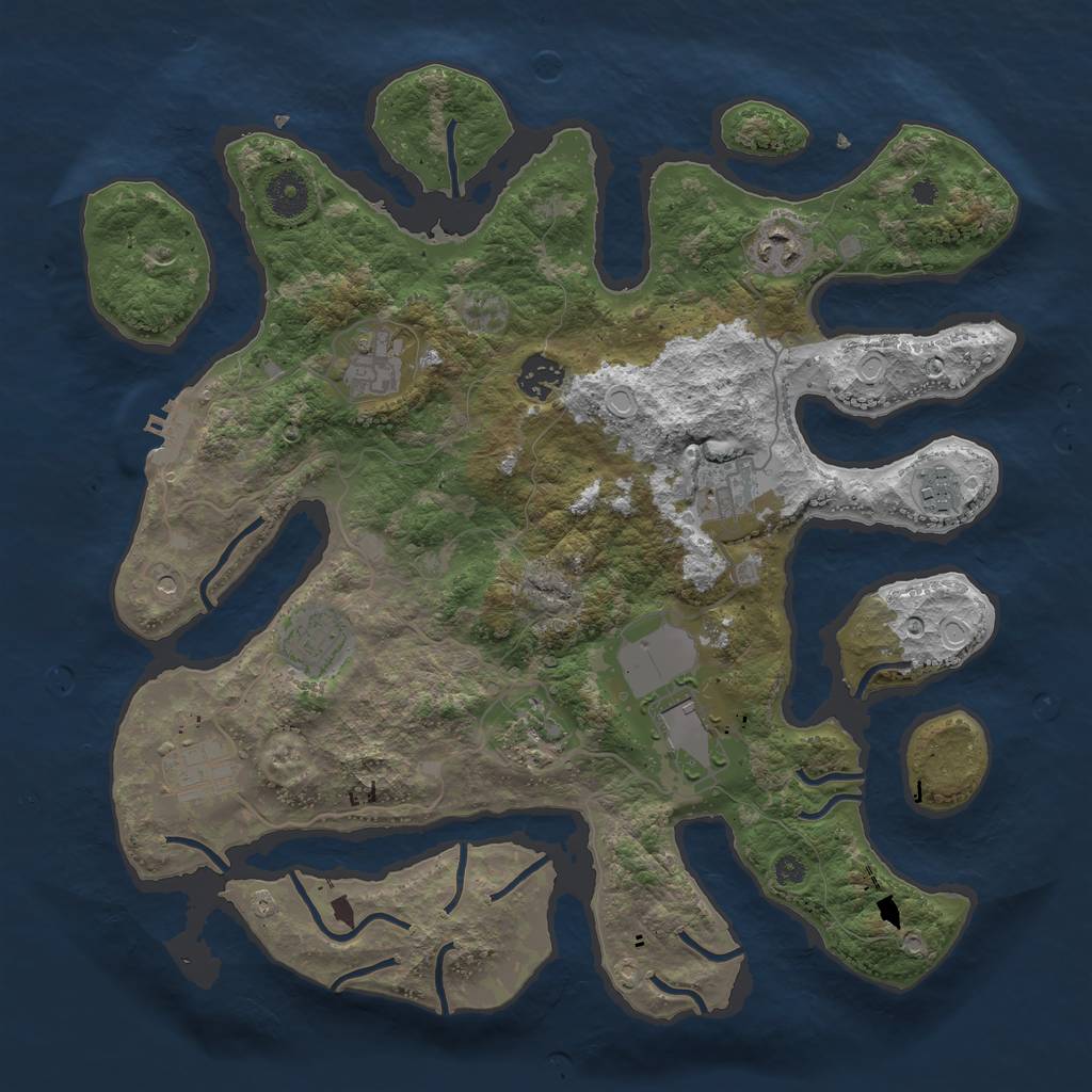 Rust Map: Procedural Map, Size: 3700, Seed: 54861320, 19 Monuments