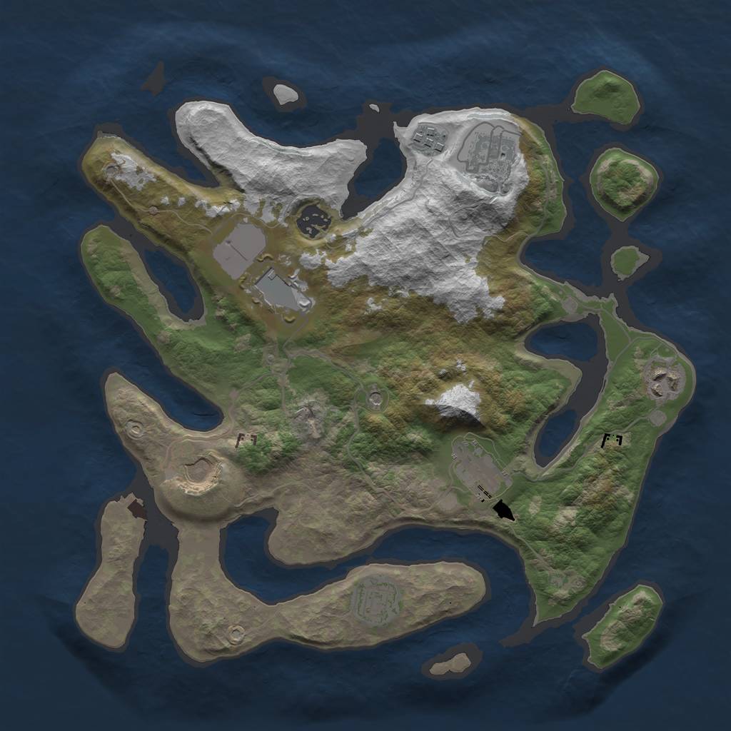 Rust Map: Barren, Size: 3500, Seed: 1548535, 11 Monuments