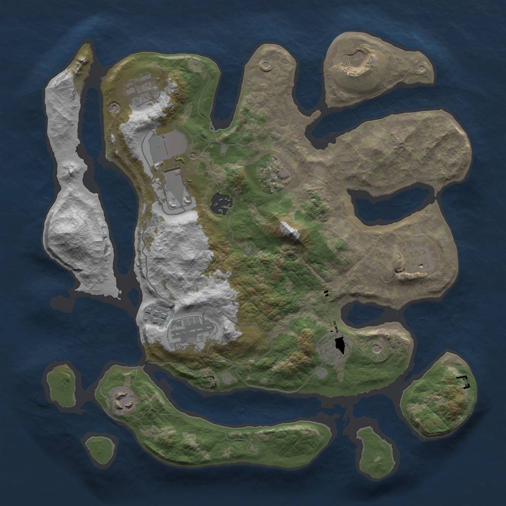 Rust Map: Barren, Size: 3500, Seed: 1503271937, 13 Monuments