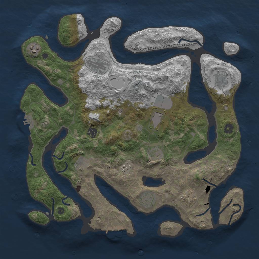 Rust Map: Procedural Map, Size: 3850, Seed: 145750999, 21 Monuments