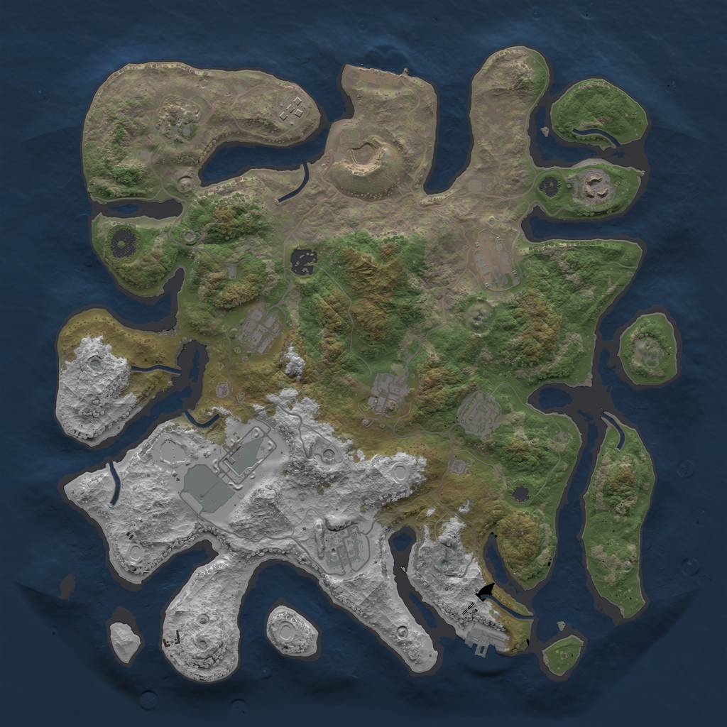 Rust Map: Procedural Map, Size: 3950, Seed: 416703040, 22 Monuments